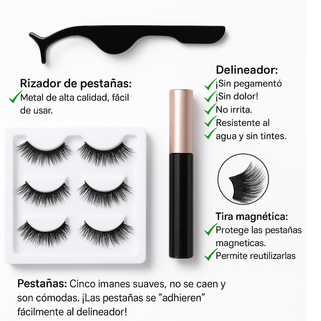 Kit de pestañas magneticos +Papel de Arroz Facial