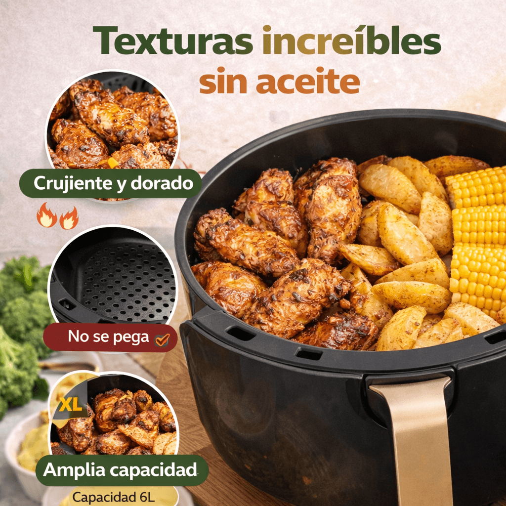 Freidora 6 litros Come rico sin culpa todos los días con tu Freidora de Aire 6L