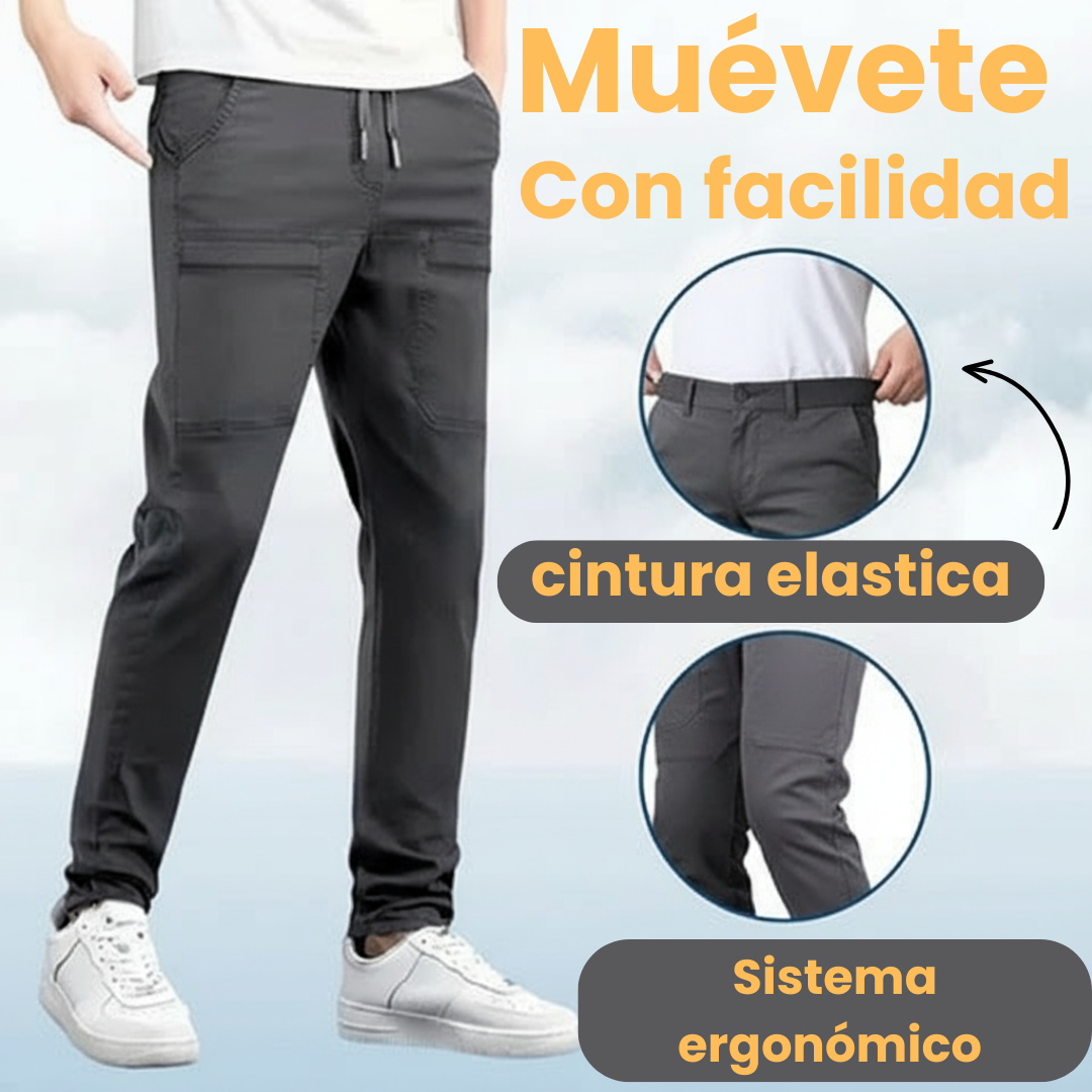 Pantalones cargo alta elasticidad y con múltiples  bolsillos