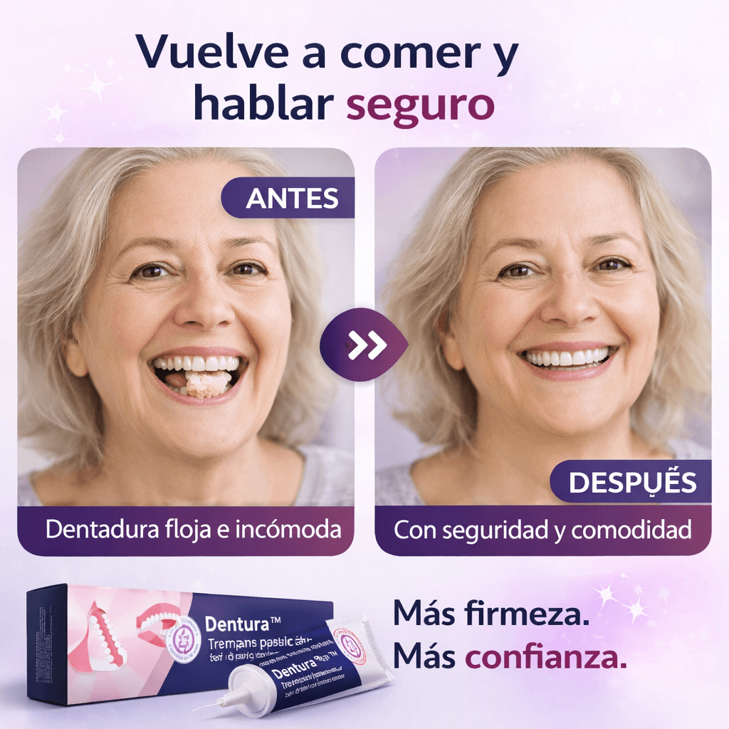 Adhesivos para dentaduras Fija tu prótesis con seguridad y vuelve a comer, hablar y sonreír con tranquilidad todos los días