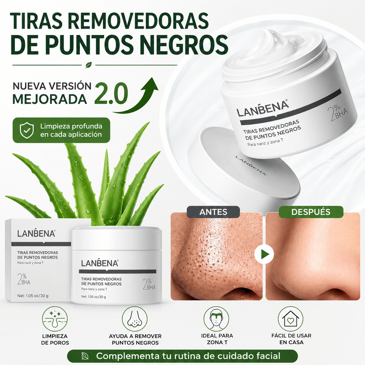 Mascarilla LANBENA® para una limpieza profunda de poros