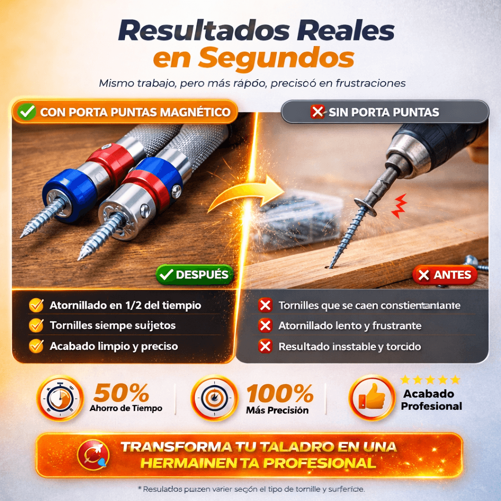Set De 2  Porta Puntas Magnético Profesional para taladro – Atornilla Más Fácil, Rápido y Preciso