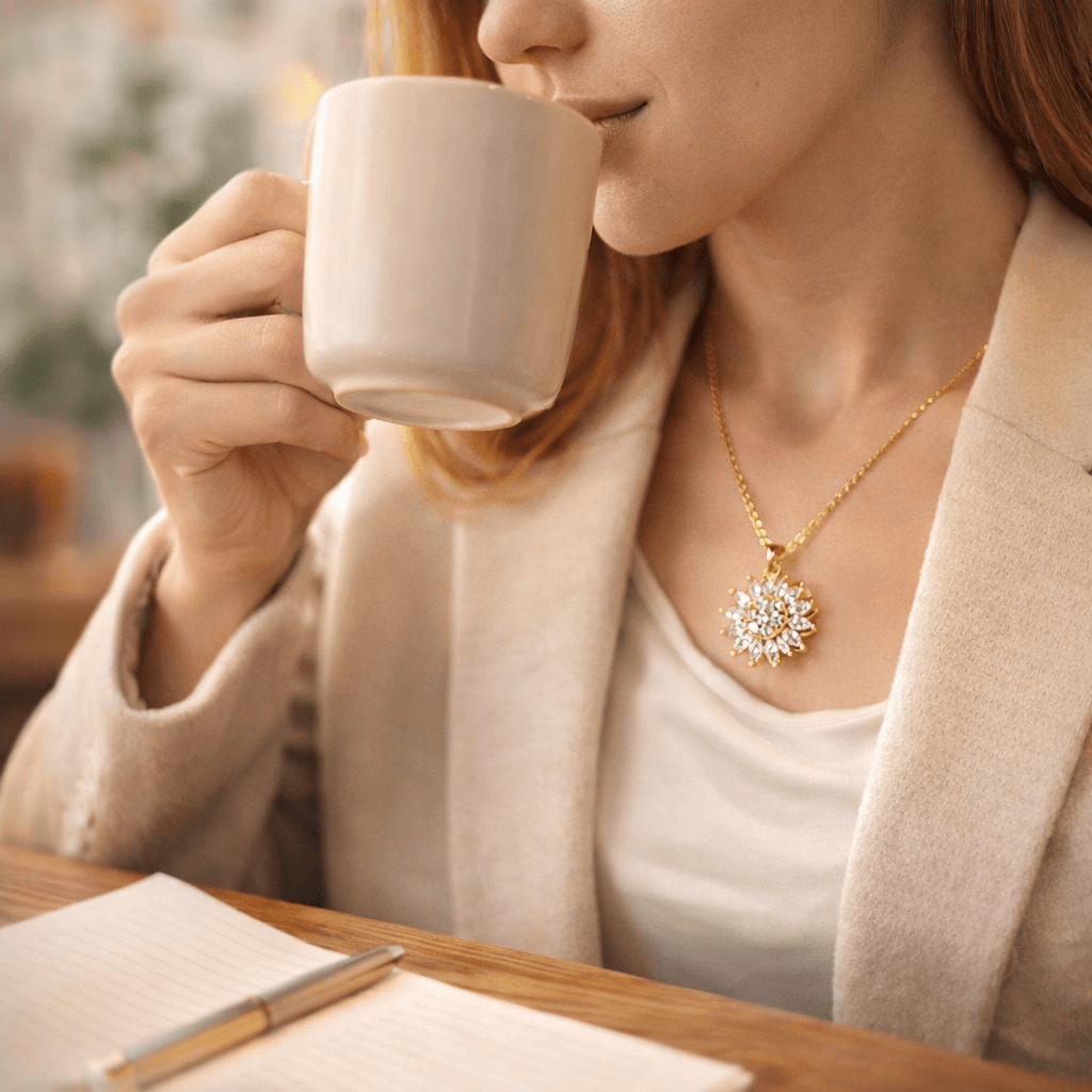 Collar Girasol Giratorio – Calma que se siente, belleza que se nota