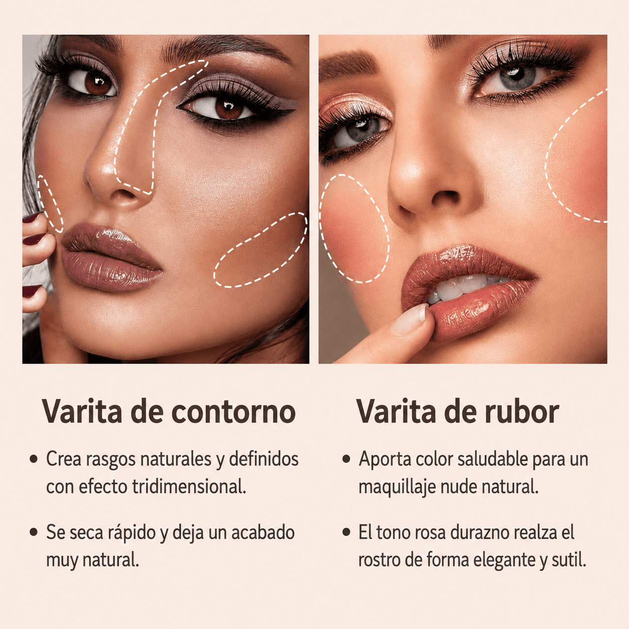 Rubor y contorno en un solo dúo para un rostro más fresco, definido y elegante