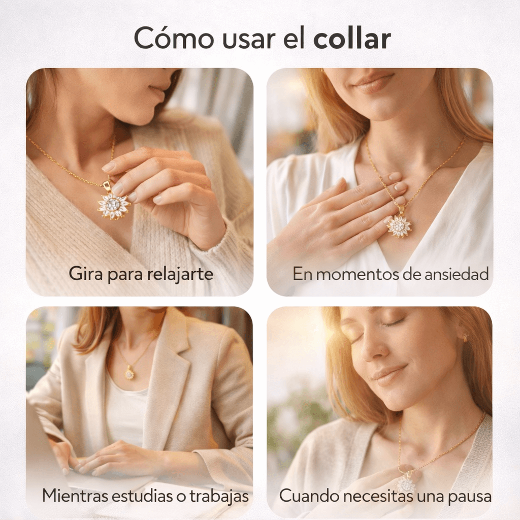 Collar Girasol Giratorio – Calma que se siente, belleza que se nota