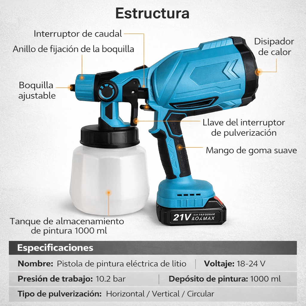 Pulverizador   de   pintura   inalámbrico   de   alta   presión