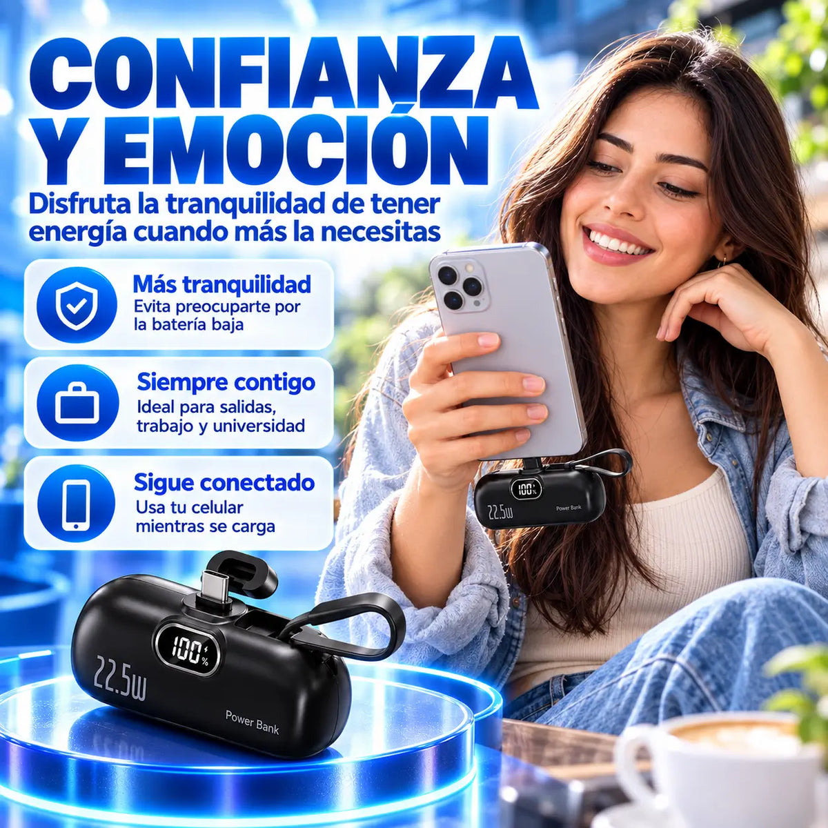 POWER BANK MINI 5000 mAh  Energía portátil para llevar contigo a donde vayas