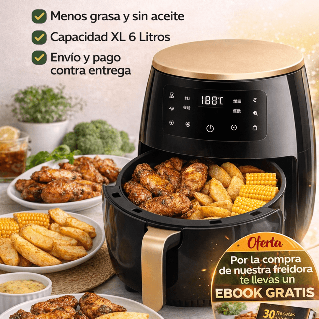 Freidora 6 litros Come rico sin culpa todos los días con tu Freidora de Aire 6L